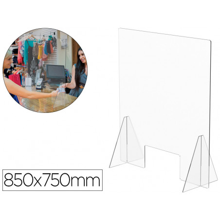 Pantalla de proteccion de mesa para mostrador metacrilato ventana 300 x 150 mm medidas 850 x 750 mm
