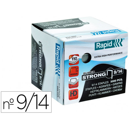 Grapas rapid super strong galvanizadas nº9/14 caja de 5000 unidades