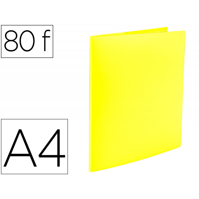 Carpeta liderpapel escaparate 80 fundas polipropileno din a4 amarillo fluor opaco