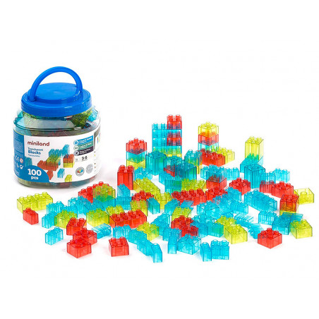 Juego miniland de construccion 1000 piezas encajables de diferentes tamaños y colores 180x180x180