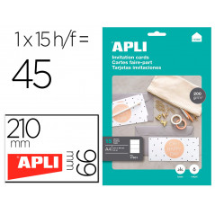 Tarjeta de visita apli invitacion hogar 210x99 mm 200 gr blanca bolsa de 15 hojas din a4