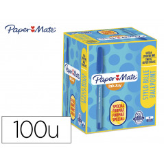 Boligrafo paper mate inkjoy 100 punta media trazo 1 mm azul pack de 80 + 20 unidades