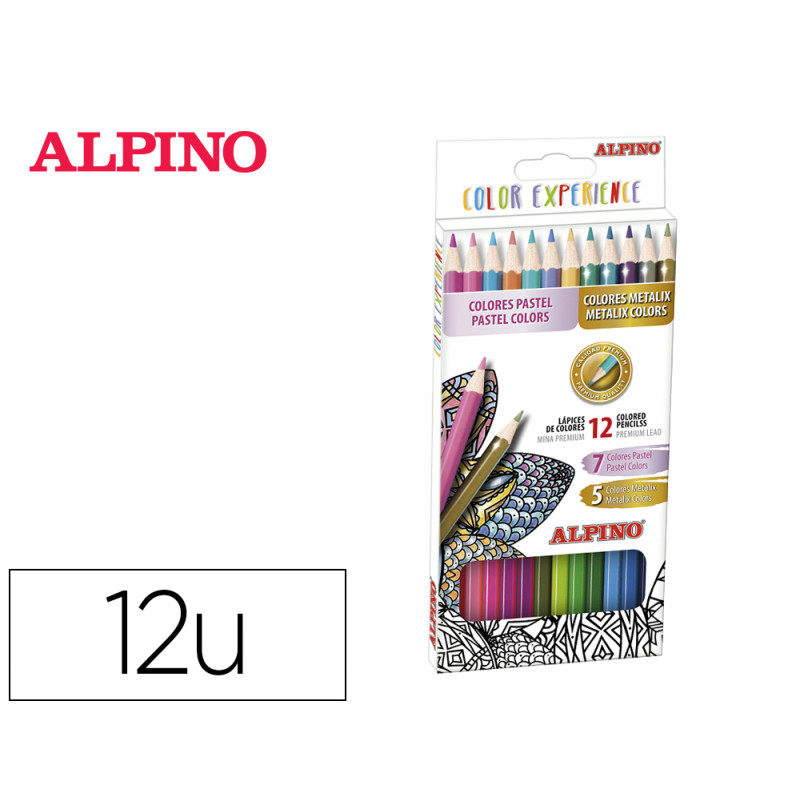 Lapices de colores alpino experience mina premium 3,3 mm special colors caja de 12 colores surtidos