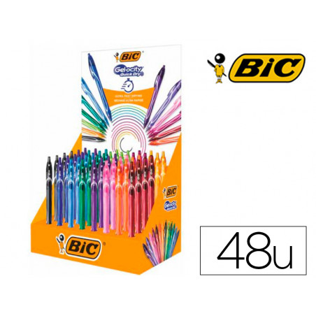 Boligrafo bic gelocity quick dry expositor de 48 unidades colores surtidos