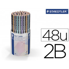 Lapices de grafito staedtler 119 triangular jumbo 2b color pastel bote de 48 unidades colores surtidos