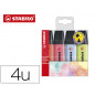 Rotulador stabilo boss fluorescente 70 pastel estuche de 4 unidades colores surtidos