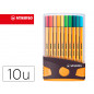 Rotulador stabilo punta de fibra point 88 color parade antracita/naranja estuche de 20 unidades colores surtidos