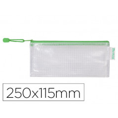 Bolsa multiusos tarifold pvc 250x115 mm apertura superior con cremallera portaboligrafo y correa color verde