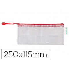 Bolsa multiusos tarifold pvc 250x115 mm apertura superior con cremallera portaboligrafo y correa color rojo