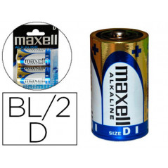 Pila maxell alcalina 1.5v tipo d lr20 blister de 2 unidades