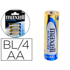 Pila maxell alcalina 1.5 v tipo aa lr06 blister de 4 unidades