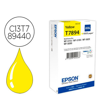 Ink-jet epson t7894xxl wf-5110 / 5190 / 5620 / 5690 amarillo alta capacidad