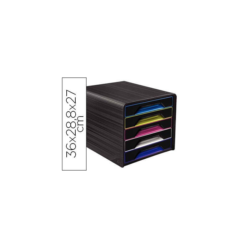 Fichero cajones de sobremesa cep 5 cajones negro/multicolor 360x288x270 mm