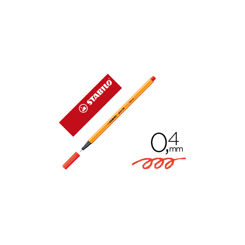 Rotulador stabilo punta de fib ra point 88 bermellon punta fina 0,4mm