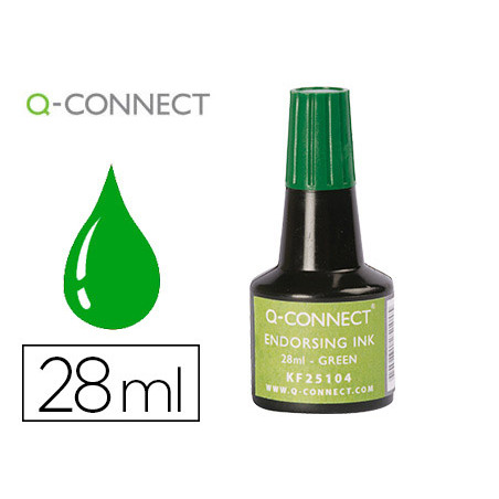 Tinta tampon q-connect verde bote 28 ml