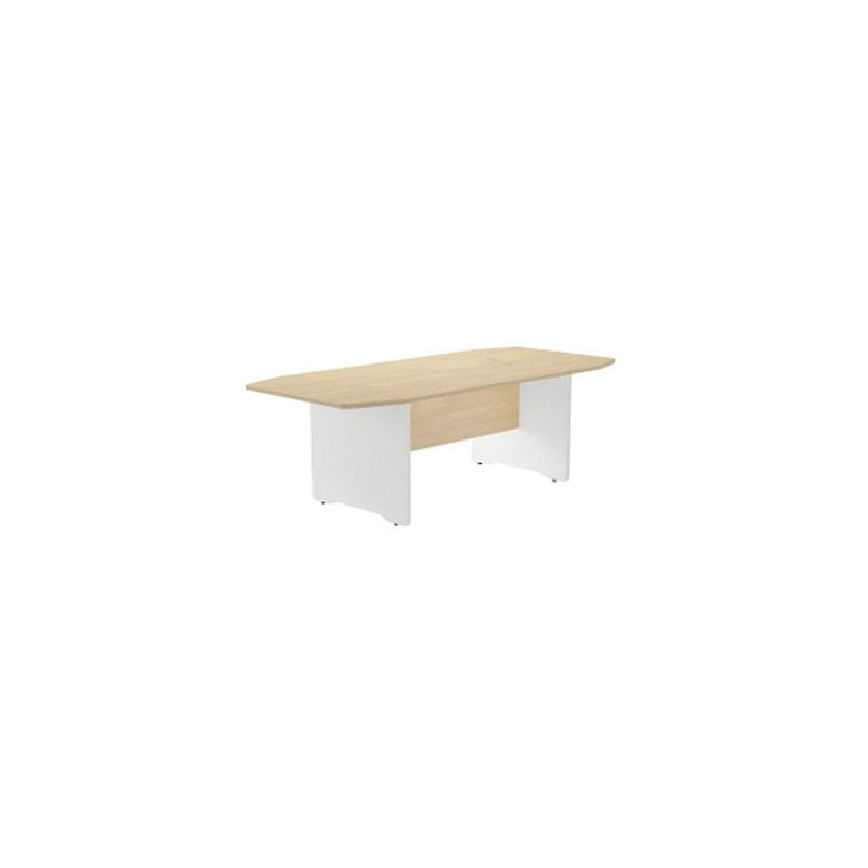 Mesa de reunion rocada meeting 3003aw02 estructura madera blanco tablero madera gris 220x100x72 cm