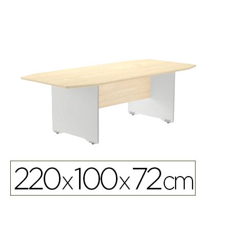 Mesa de reunion rocada meeting 3003ab02 estructura madera gris aluminio tablero madera gris 220x100x72 cm