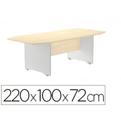 Mesa de reunion rocada meeting 3003ab01 estructura madera gris aluminio tablero madera haya 220x100x72 cm