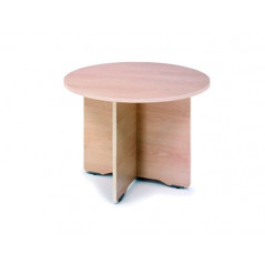 Mesa de reunion rocada meeting 3005ab02 estructura madera gris aluminio en aspas tablero gris 100 cm diametro