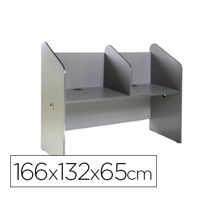 Mesa centro de llamadas rocada doble serie welcome 166x132x65 cm acabado ab02 aluminio/gris
