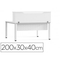 Mostrador de altillo rocada valido para mesas work metal executive 200x30x40 cm acabado aw04 blanco/blanco