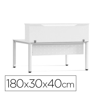 Mostrador de altillo rocada valido para mesas work metal executive 180x30x40 cm acabado aw04 blanco/blanco