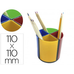 Cubilete portalapices q-connect plastico redondo giratorio 4 colores diametro 110 altura 110 mm