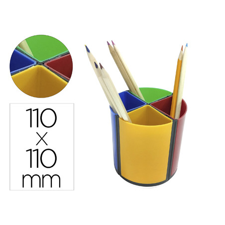 Cubilete portalapices q-connect plastico redondo giratorio diametro 110 mm altura 110 mm 4 colores