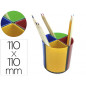 Cubilete portalapices q-connect 4 colores opacos plastico giratorio diametro 110 mm alto 110 mm