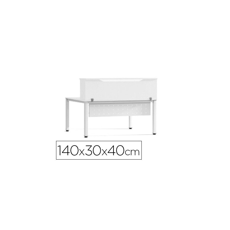 Mostrador de altillo rocada valido para mesas work metal executive 140x30x40 cm acabado aw04 blanco/blanco