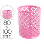 Cubilete portalapices q-connect metal rosa redondo diametro 80 mm alto 100 mm