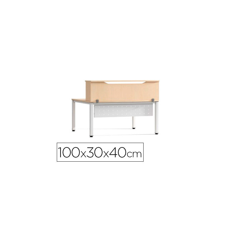 Mostrador de altillo rocada valido para mesas work metal executive 100x30x40 cm acabado aa01 haya/haya