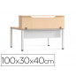 Mostrador de altillo rocada valido para mesas work metal executive 100x30x40 cm acabado aa01 haya/haya