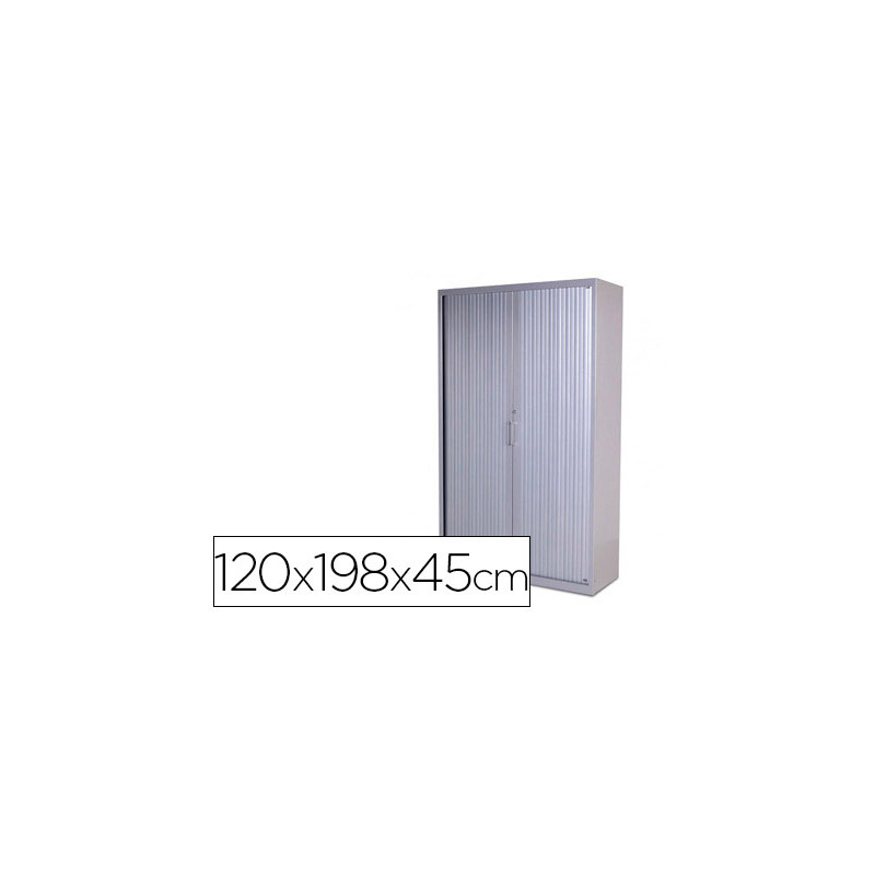 Armario metalico rocada dos puertas tipo persiana con cuatro baldas serie store 198x120x45 cm gris/gris