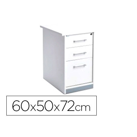 Cajonera rocada con tres cajones serie store 60x50x72 cm acabado aw04 blanco/blanco