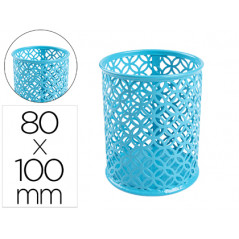 Cubilete portalapices q-connect metal redondo turquesa diametro 80 altura 100 mm