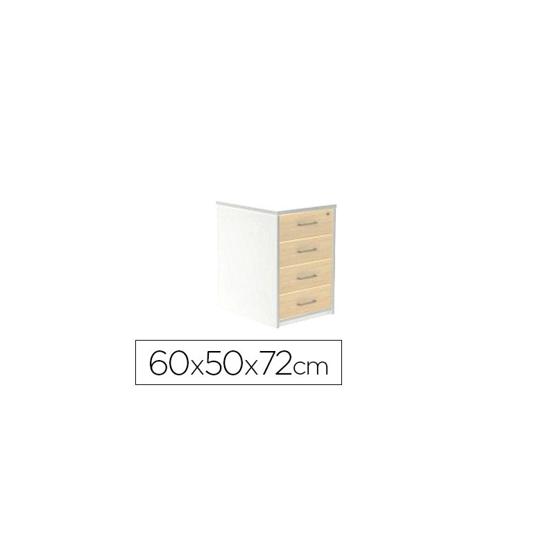 Cajonera rocada con cuatro cajones serie store 60x47x74 cm acabado blanco/blanco
