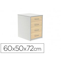 Cajonera rocada con cuatro cajones serie store 60x50x72 cm acabado ab04 aluminio/blanco