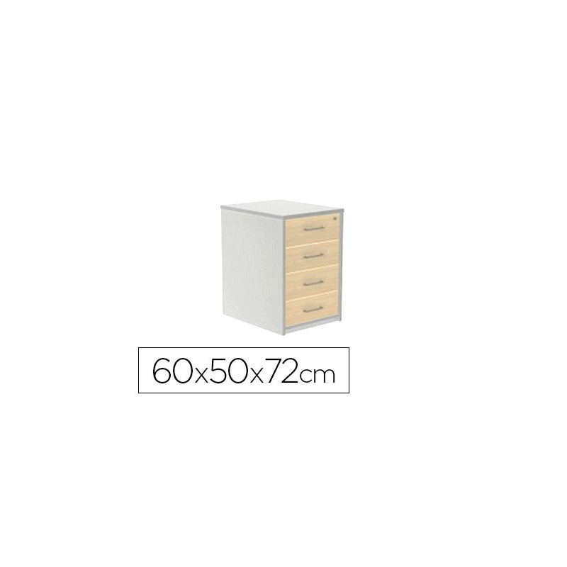 Cajonera rocada con cuatro cajones serie store 60x50x72 cm acabado an04 gris/blanco