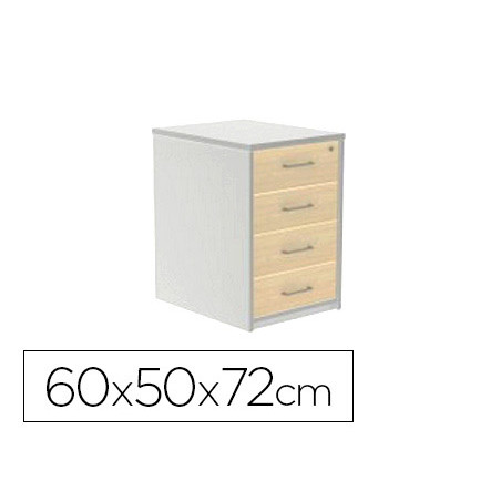 Cajonera rocada con cuatro cajones serie store 60x50x72 cm acabado ab04 aluminio/blanco