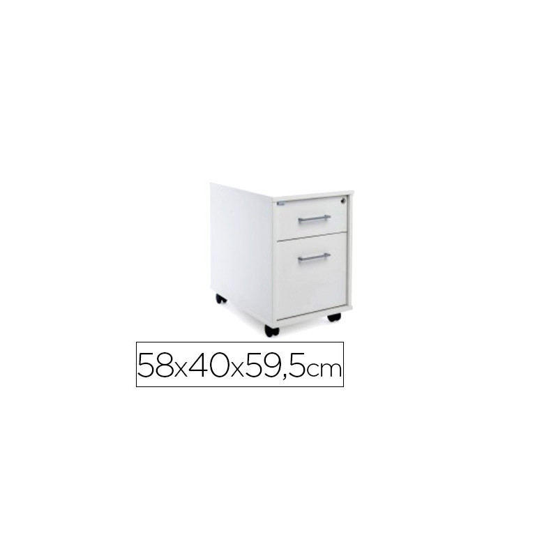 Cajonera rocada con dos cajones serie store 58x40x59,5 cm acabado aw04 blanco/blanco