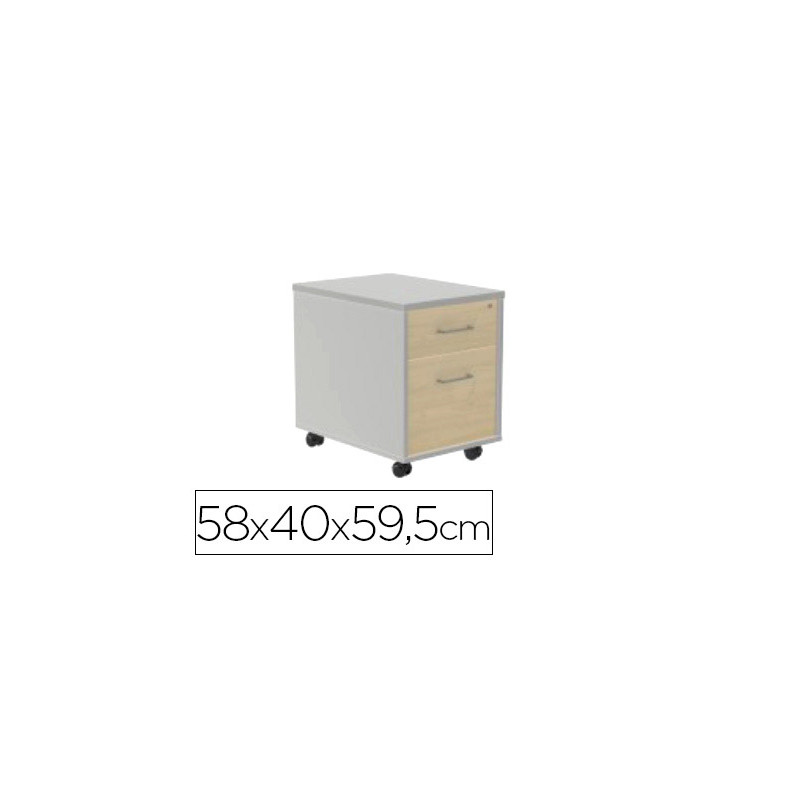 Cajonera rocada con dos cajones serie store 58x40x59,5 cm acabado an01 gris/haya