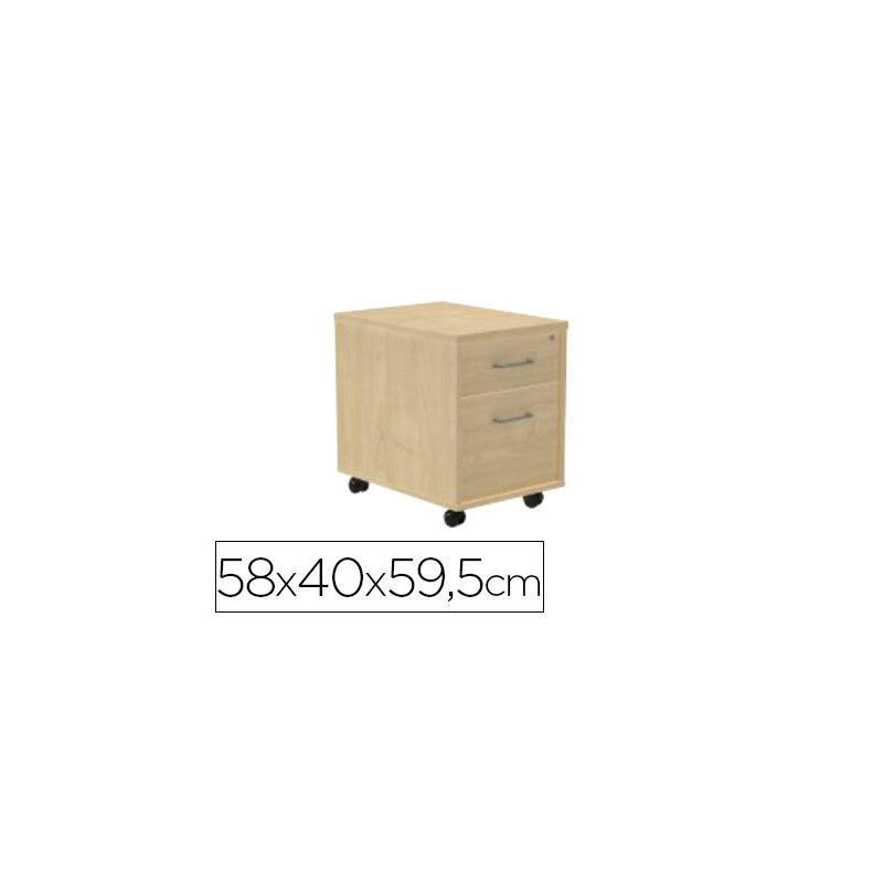 Cajonera rocada con dos cajones serie store 58x40x59,5 cm acabado aa01 haya/haya