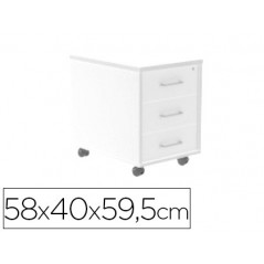 Cajonera rocada con tres cajones serie store 58x40x59,5 cm acabado aw04 blanco/blanco