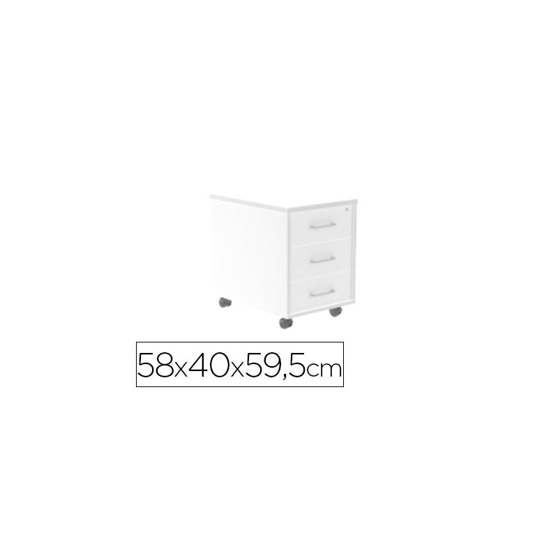 Cajonera rocada con tres cajones serie store 58x40x59,5 cm acabado aw04 blanco/blanco