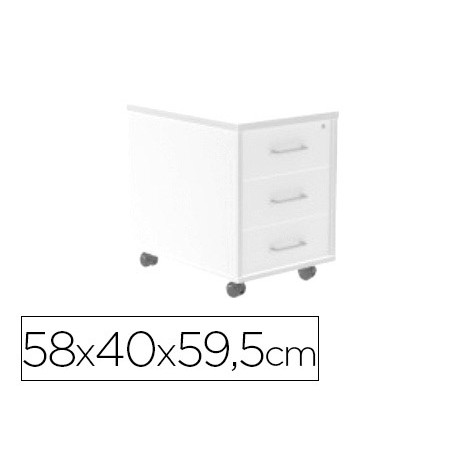 Cajonera rocada con tres cajones serie store 58x40x59,5 cm acabado aw04 blanco/blanco