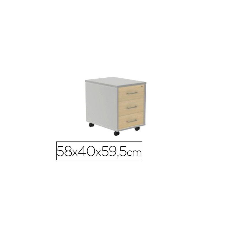 Cajonera rocada con tres cajones serie store 58x40x59,5 cm acabado an04 gris/blanco