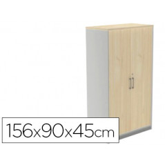 Armario rocada con cuatro estantes y dos puertas serie store 156x90x45 cm acabado ab04 aluminio/blanco