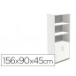 Armario rocada con tres estantes y dos puertas inferiores serie store 156x90x45 cm acabado bco/bco