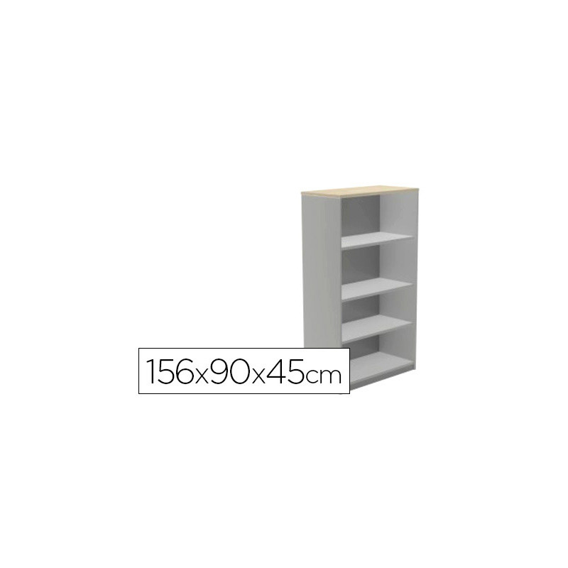 Armario rocada con cuatro estantes serie store 156x90x45 cm acabado an04 gris/blanco